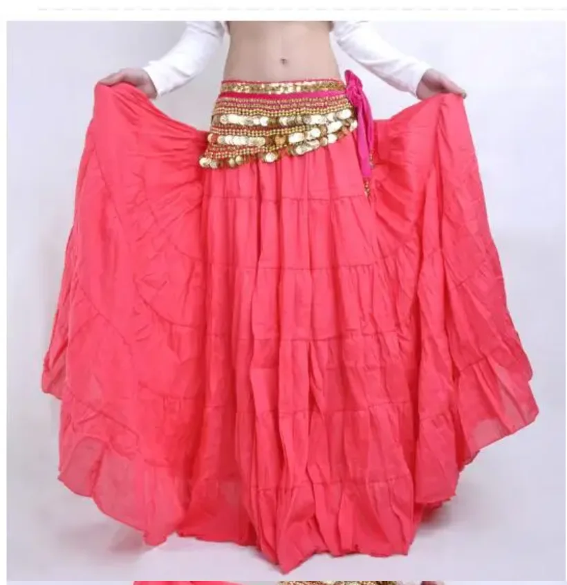 1pcs/lot Fashion Swing Gypsy Skirt Brand Belly Dance Costume Women Ballroom belly dancing long solid linen skirt