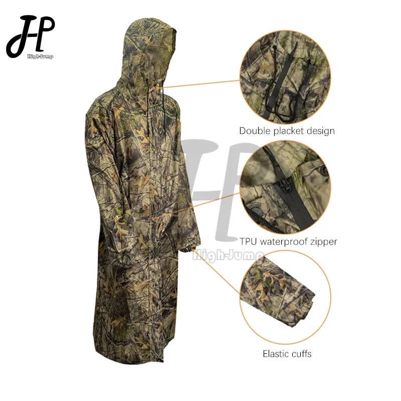 Long Sleeve Waterproof Raincoats Breathable Military Camouflage Motorcycle Poncho Tactical Camping Hiking Hunting Gear Rainwear