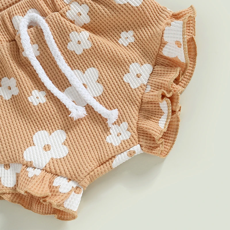 Baby Girls 3Pcs Summer Outfits Floral Sleeveless Strap Romper + Shorts + Headband Set image 6