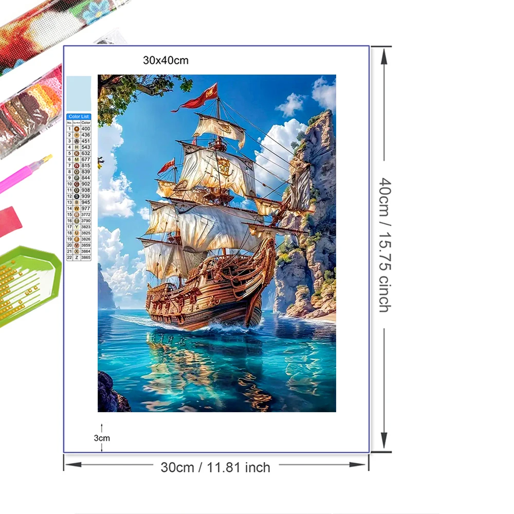 5D DIY المراكب الشراعية الماس اللوحات كيت المشهد مجموعة جديدة فسيفساء جبل الماس التطريز أطقم اللوحات الزخرفية