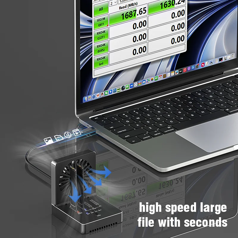 FIDECO Stock 4 Bay NVME SSD Offline Clone Docking Station with Fan USB4 40Gbps Data Transfer Free Installation M2 SSD Dupilcator - Image 6