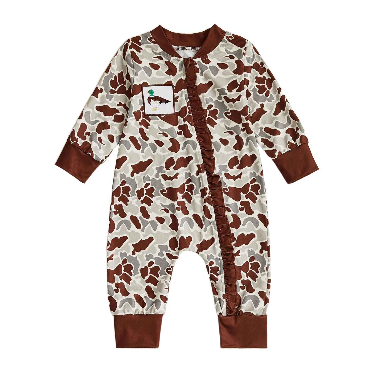 

Розовый комбинезон с цветочным принтом для маленьких девочек, комбинезон с короткими рукавами и рюшами и пуговицами спереди, милый весенний наряд