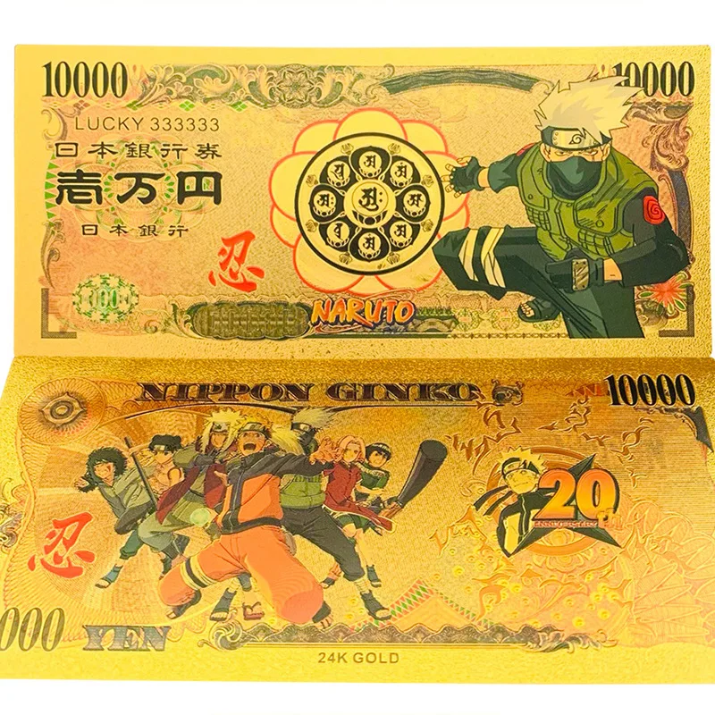 Anime Card Collection NARUTO Uchiha Itachi Sasuke Hatake Kakashi Sakura Csoplay Cartoon PET Gold Leaf Anime Paper Money Gift