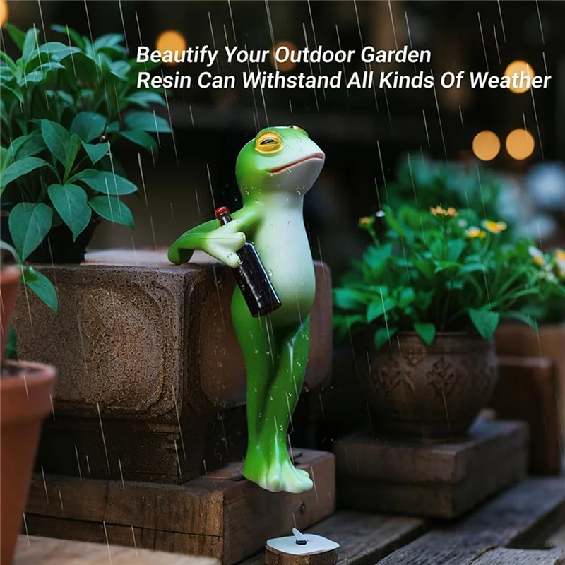A74E-Funny Drink Miniature Frog, Frog Statue 3 Pcs Figurines Plant Decorations For Pots Garden Decor Lawn Ornament