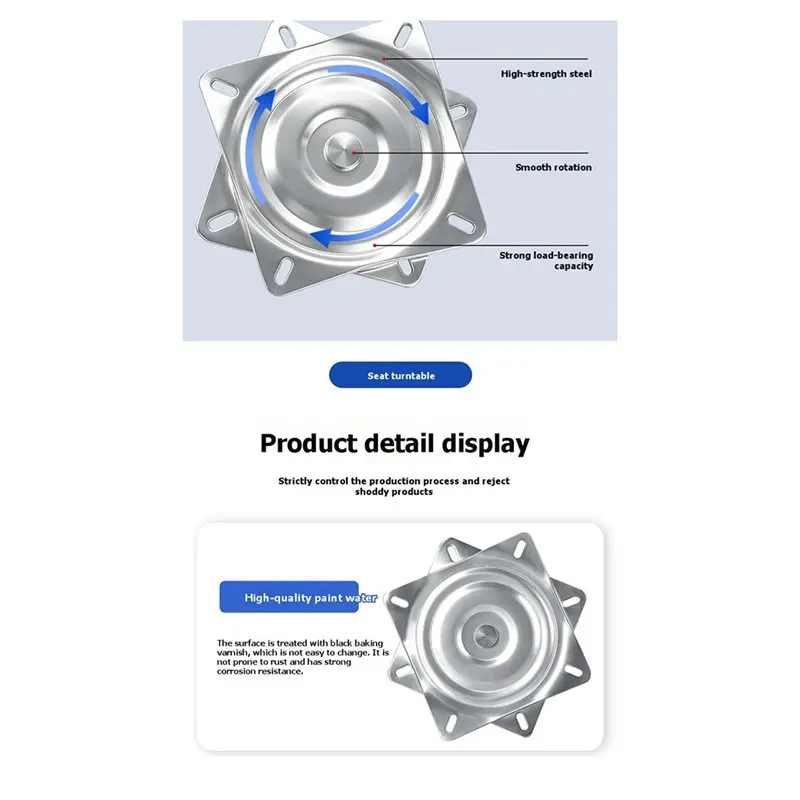 A64T-Boat Seat Swivel Plate 360° Rotation Boat Seat Mount For 7 Inch Pedestals