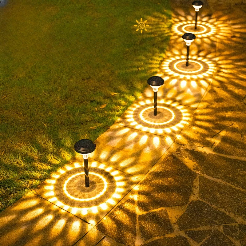 

4Pcs LED Solar Powered Foor Lights Outdoor Courtyard Villa Garden Lawn Set Party Holiday Decoration Atmosphere Small Floor Lamps