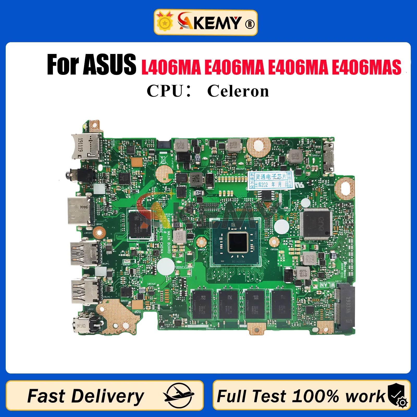 

E406MA Laptop Motherboard For ASUS EeeBook E406M L406MA E406MA E406MAS Notebook Mainboard W/ Celeron CPU 100% tests OK fast ship