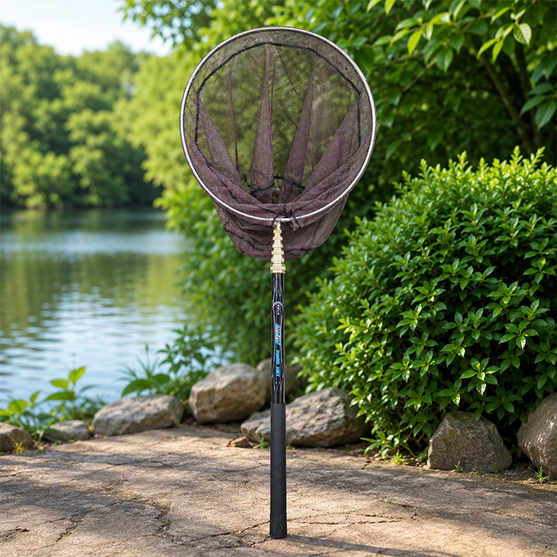 300CM Faltbares Fischlandungsnetz, Gummibeschichtetes Tiefmaschennetz, Tragbarer Teleskopgriff, EVA-Griff, 8(mm) Verbindungsstück – Detail 2
