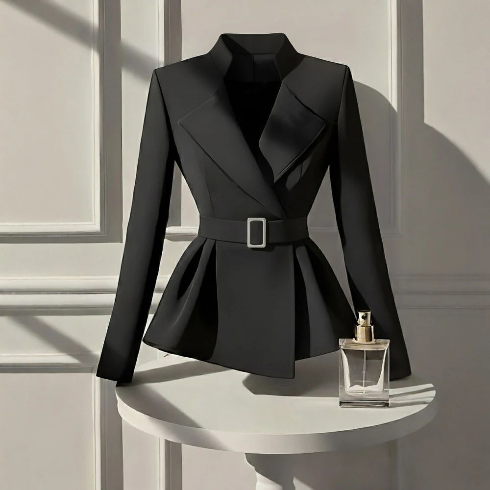 

Осенний повседневный костюм с длинными рукавами, прямые манжеты, без украшения, удобный элегантный женский топ, модный тренд