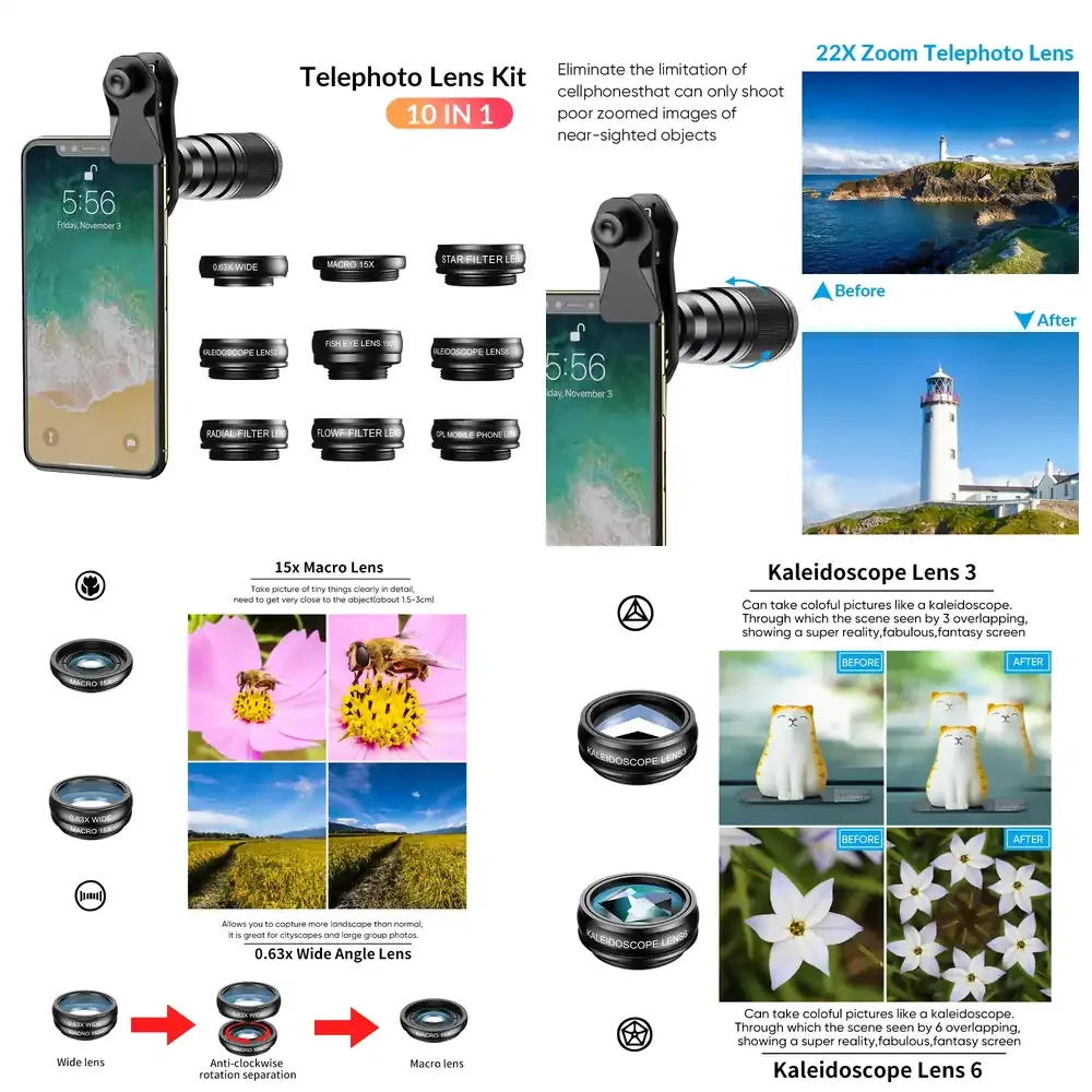 

APL-22XDG9 Telescope Lens Kit 22x Telescope with 10 Pieces Extra Lenses