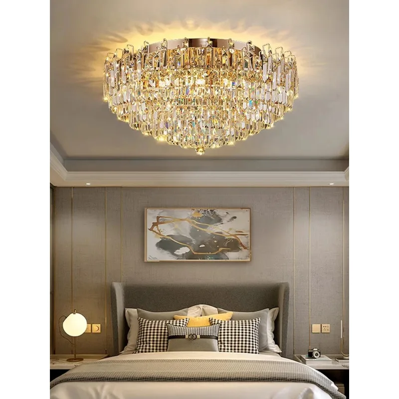 Modern Luxury Large Crystal Ceiling Lamp Gold LED Chandelier 2024 Big Light Fixture for Living Room Home Decor
