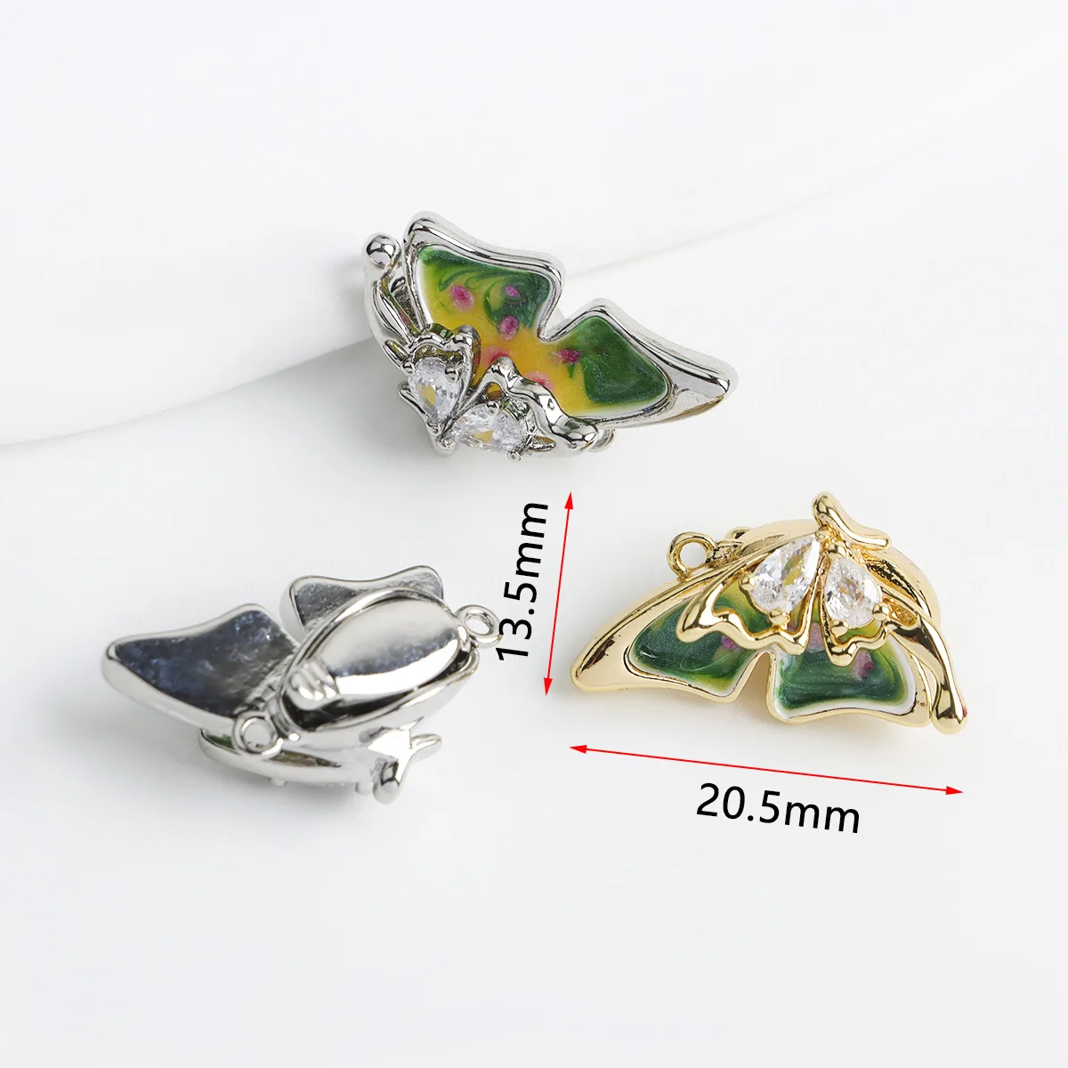 1 Zircon Dripping Oil Three-dimensional Butterfly Ingot Buckle Pearl Necklace Bracelet Connecting Buckle DIY Jewelry Accessories