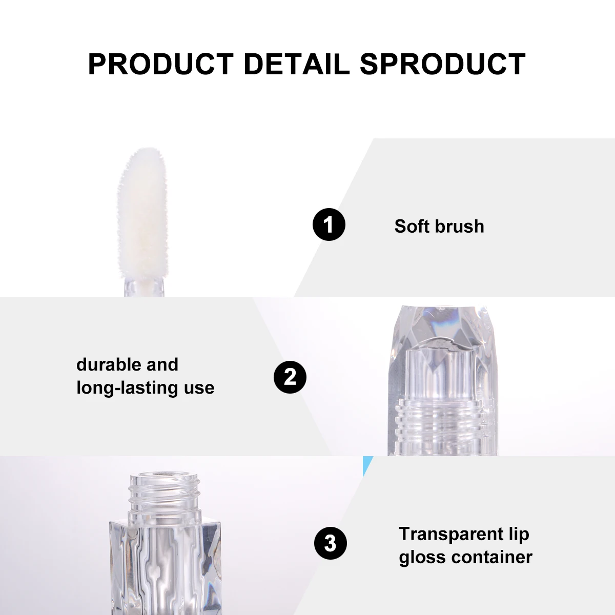 5Pcs Mini Lip Gloss Bottle Set Lightweight Plastic Empty Refillable Containers for Travel Daily Use Lipstick Tubes