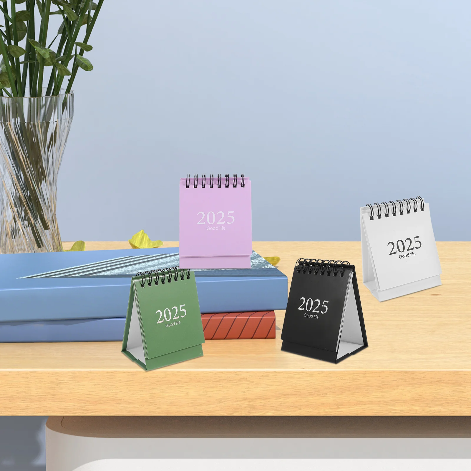 4-delige mini-bureaukalender Engelse versie Minimalistisch ontwerp Draagbare staande flip-tafelkalender Kantoorstudieorganisator