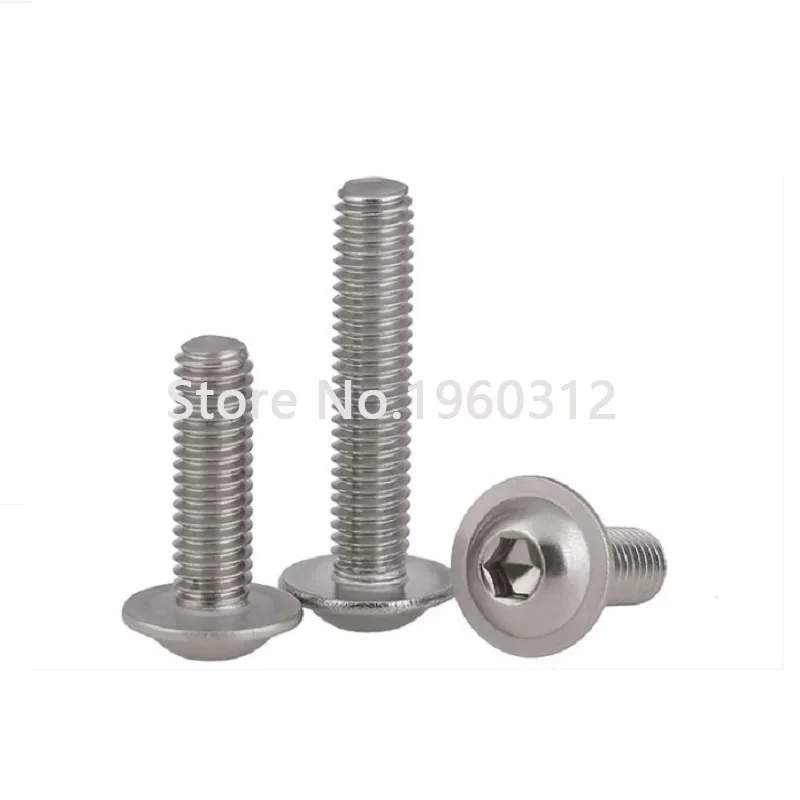 5-50p m2 M2.5 M3 M4 M5 M6 304 Stainless Steel Half Round button Flange Head with Washer Hex Socket screw ISO7380.2