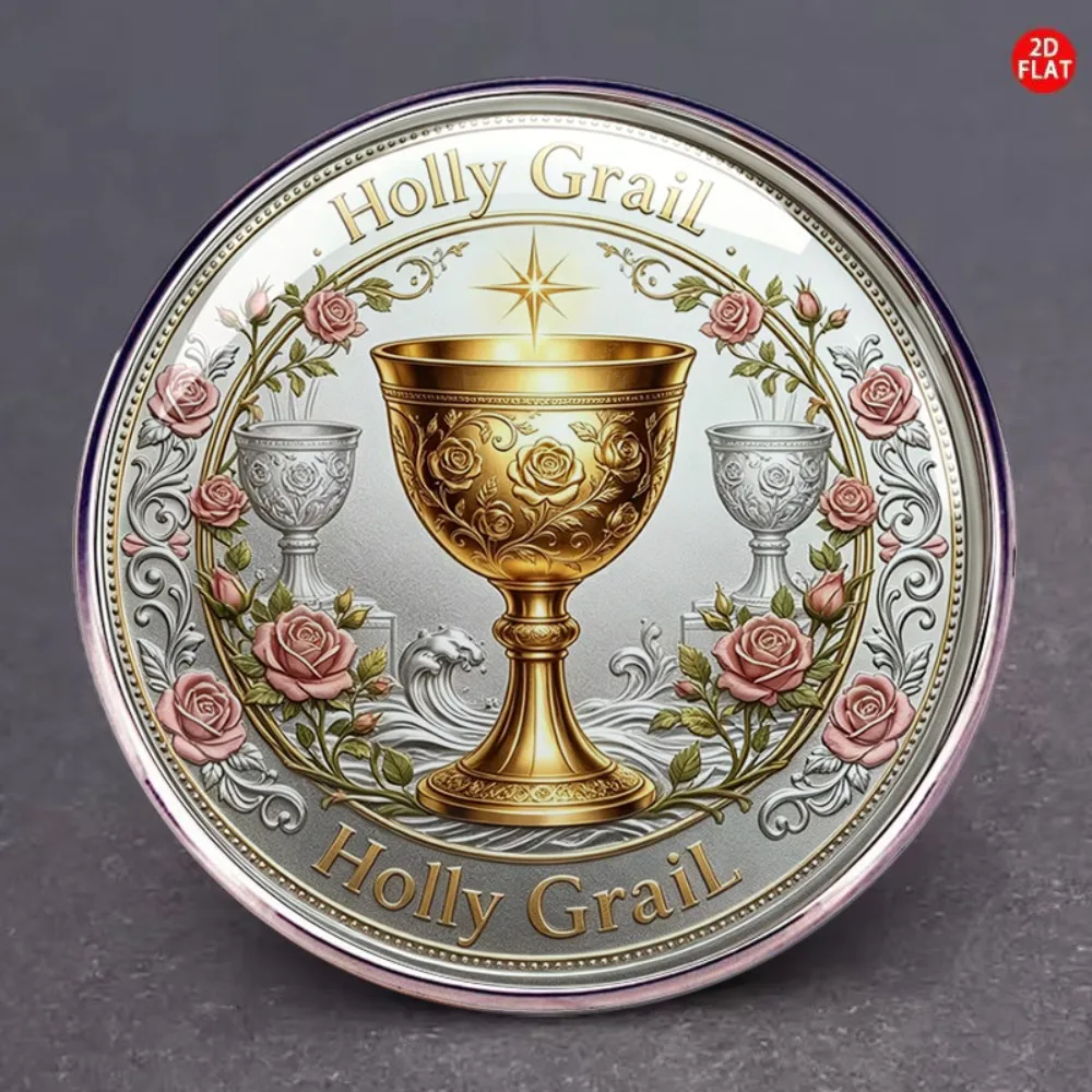 6-20Pcs 2D Flat Holy Grail Brooch, Vintage Rose Holy Grail Lapel Pin Religious Collectible Badge Decor Pin for Clothing Backpack
