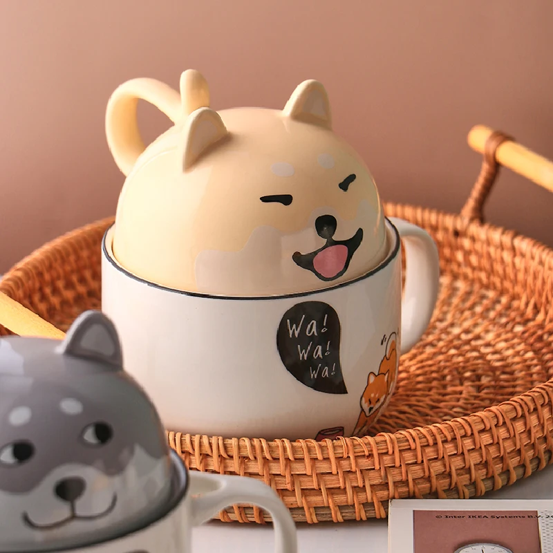 Bone China Coffee Cup Cartoon Animal Coffee Cup Creative Shiba Indy Cat Ceramic Cup Afternoon Tea Breakfast Milk Cup Bone China