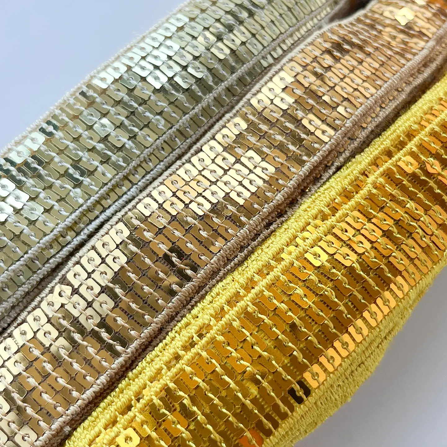 5 Rows and 9 Rows of Gold, Silver, Red, Blue, Green, and Purple Square Sequins with Barcode and Shiny Wide Border Lace for Clothing Decoration