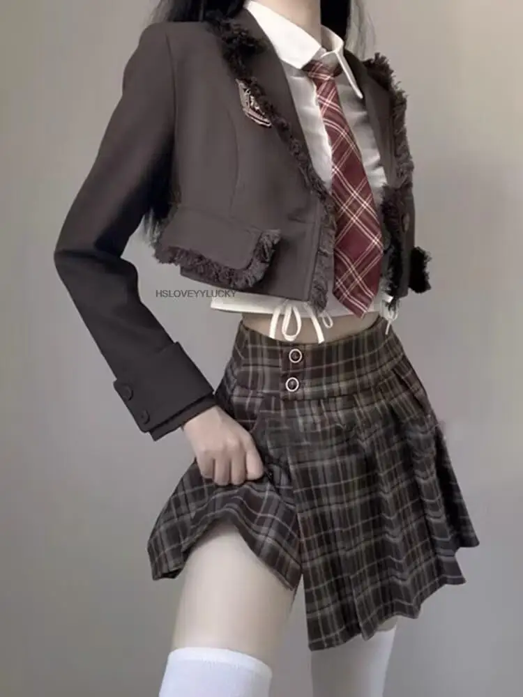 Herbst neue japanische koreanische verbesserte Schuluniform Akademie sexy zweiteilige Set College-Stil Mädchen Mode jk Schuluniform Set