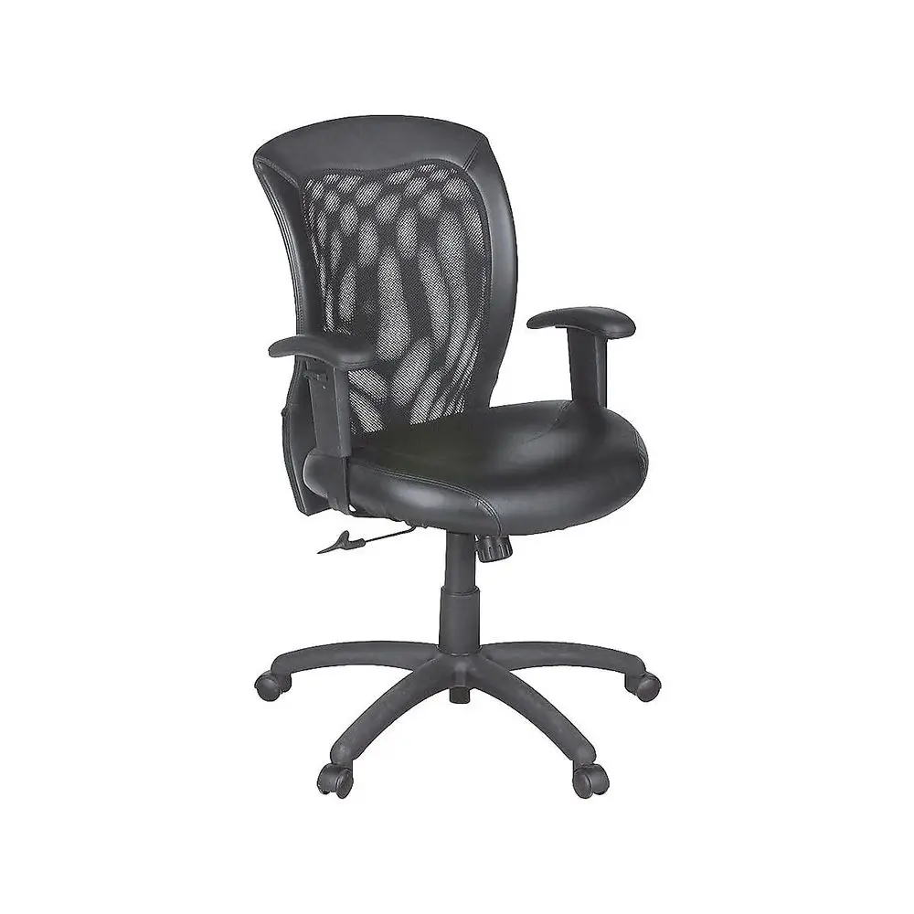 

PU Leather Office Chair, Brown Ergonomic Desk Chair with Thick Cushion amp Lumbar Support, Comfy Mid Century Modern Swivel Comp