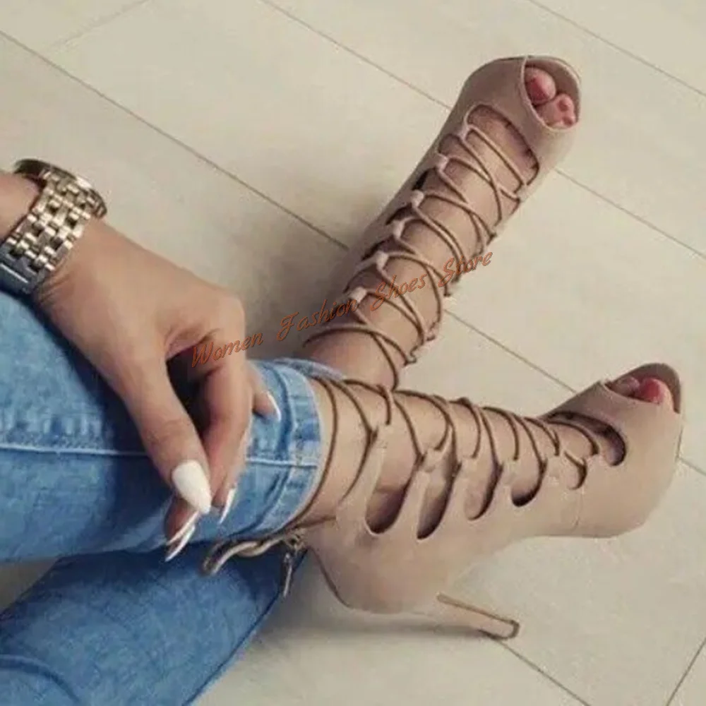 

Lace up Peep Toe Pumps Stilettos High Heels High Heel Shoes for Women Fashion Evening Party Heels 2024 New Zapatos Para Mujere