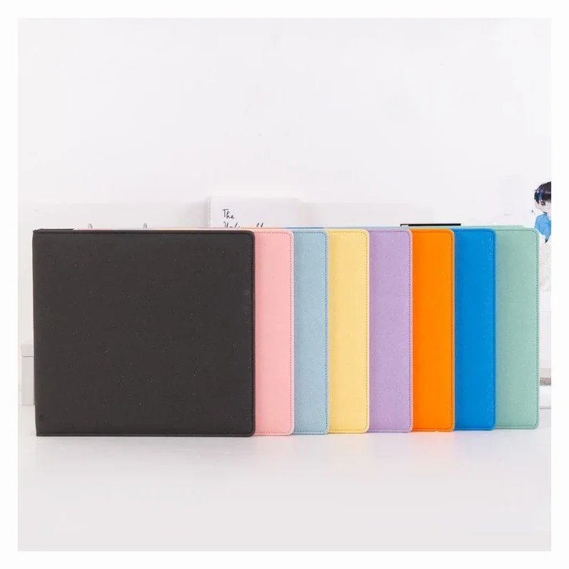 PU Leather Photo Card Macaroon Binder 3 Ring a5 Glitter Cover Polaroid Kpop Photo Album Postcard Collect Book 2 4 Pocket Sleeves