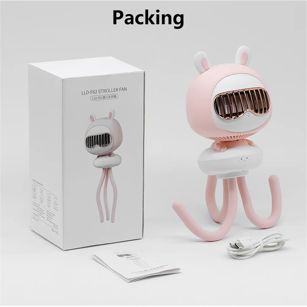 Ventilador de cochecito de bebé con USB, Enfriador de aire eléctrico inalámbrico, batería de 3600mAh, portátil, sin cuchilla, recargable, Mini