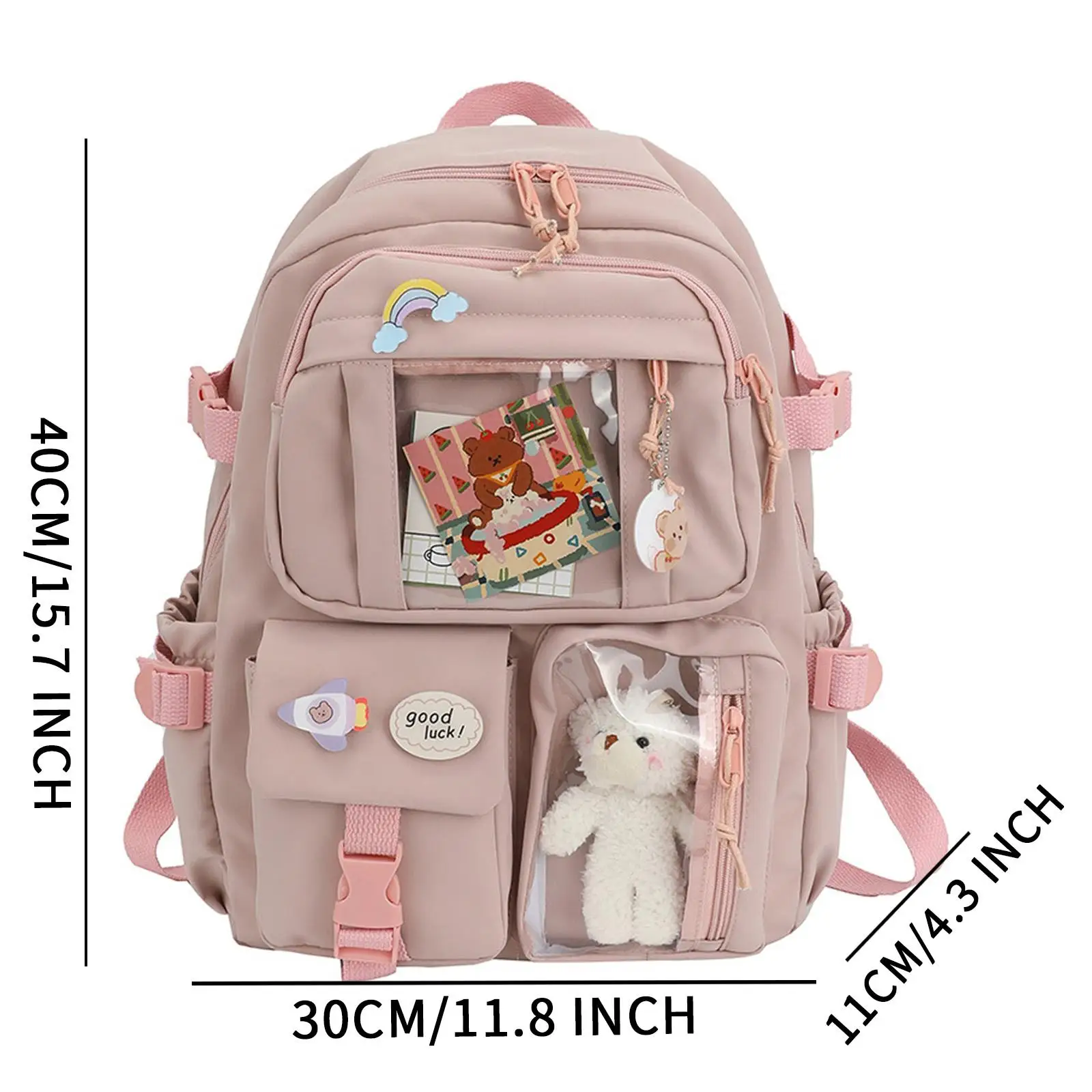 New Cute Korean Women Kawaii Backpacks Waterproof Multi-Pocket Nylon For High School Student Female Girl Laptop Bookpack Fashion