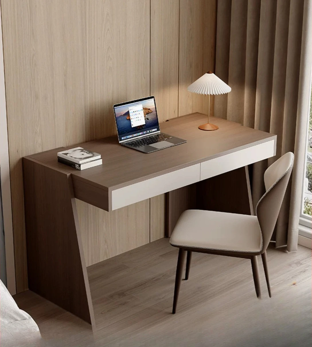 

PYJ Italian Light Luxury Modern Bedside Table Integrated Bedroom Solid Wood Home Desk