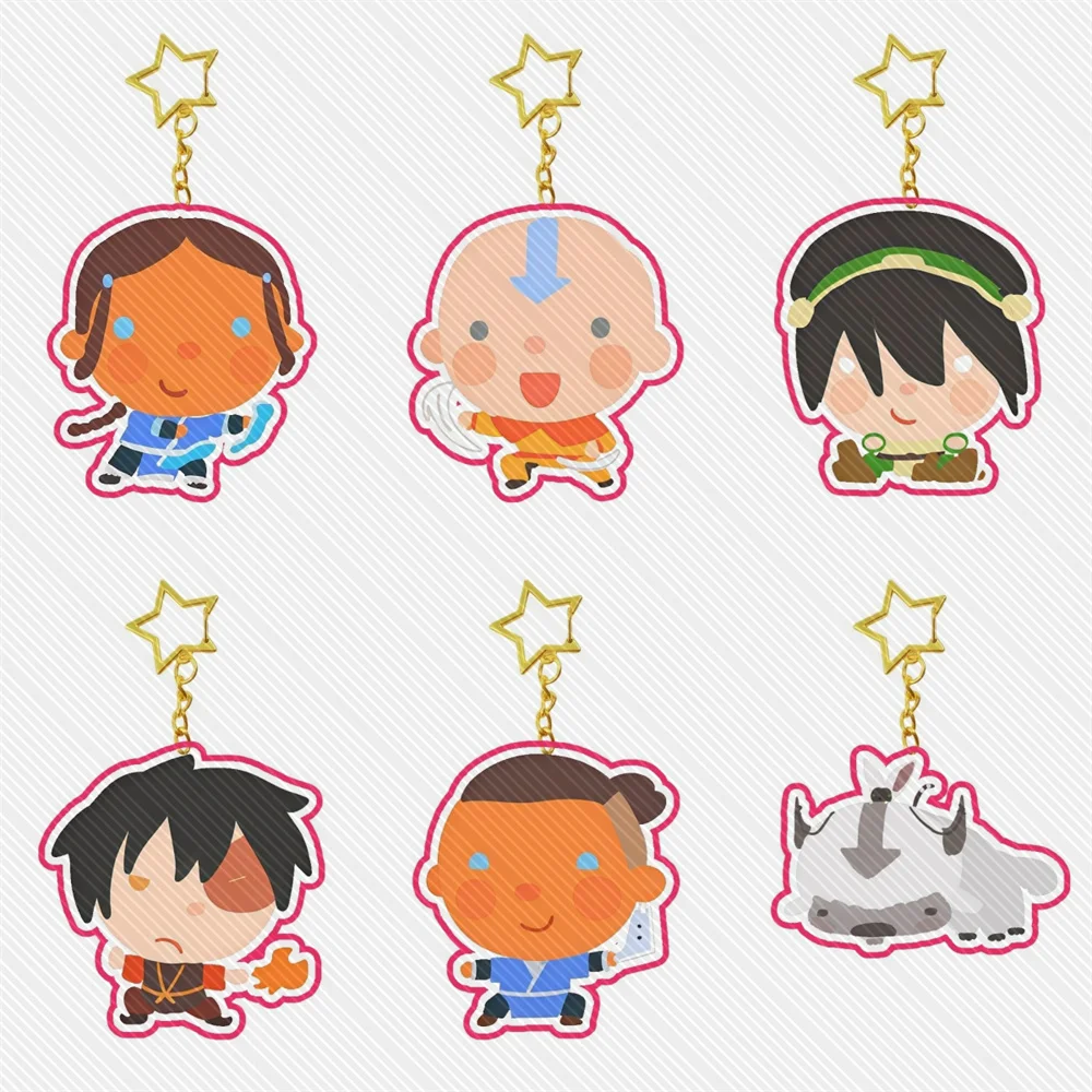 6CM Hot-blooded American Avatar Legends  Acrylic Keychain Model Cosplay Characters Ornament Accessories Goods Collection Gifts