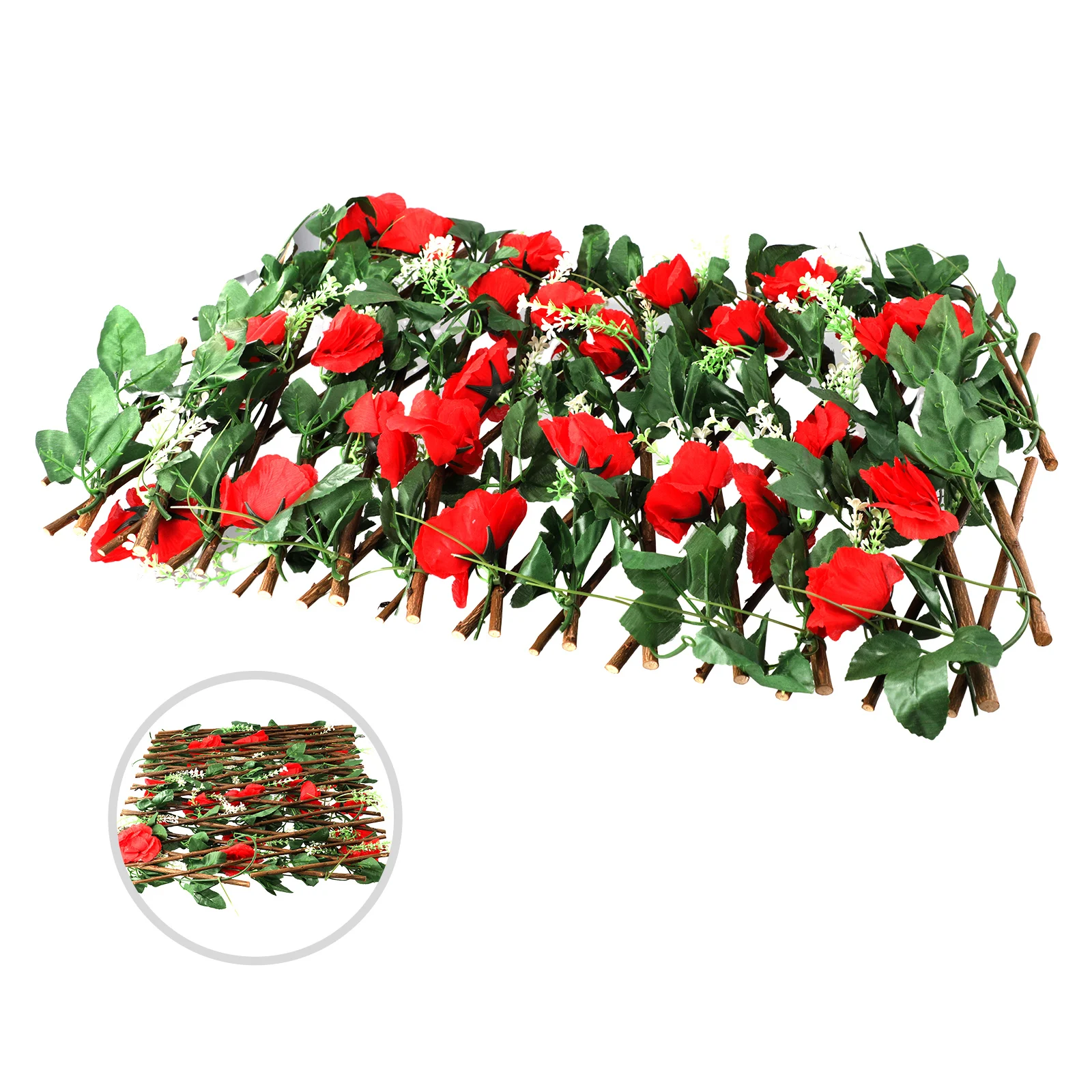 

High Quality Practical Garden Fence Decoration Supplies Yard Artificial Flower Expanding Ornament Outdoor Telescopic Fence