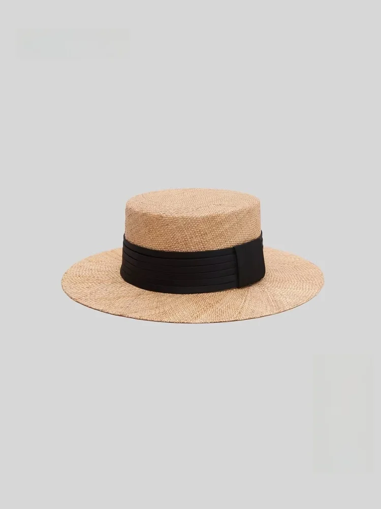 

Коллекция Red Label: Плетеная шляпа ручной работы с плоскими полями, летняя модель 2025 года, повседневная, для отпуска и отдыха, на все сезоны