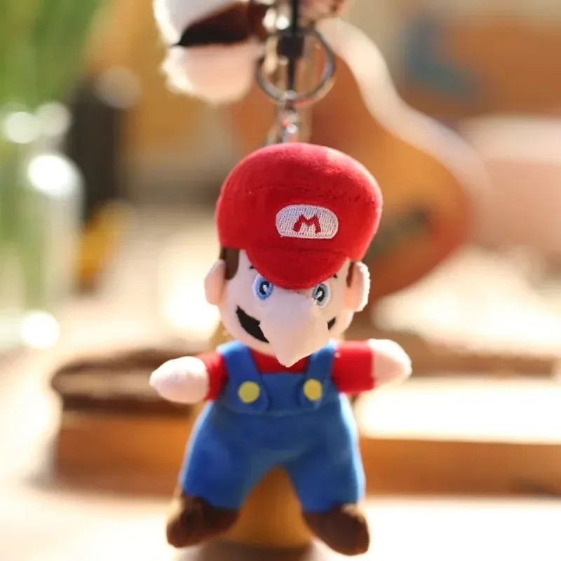 Marios dos desenhos animados brinquedos de pelúcia bonito chaveiro anime figura luigi cosplay anime carro chaveiro crianças brinquedos kawaii mochilas pingente