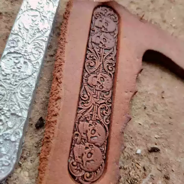 3d-エンボス加工型-なめし革ベルト用-diy-手作りスタンピングツール-革エンボス加工スタンプツール-ロングストリップ-スカルパターン