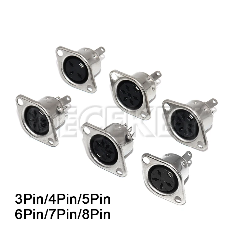 5PCS 3/4/5/6/7/8PIN Panel Mount Female Jack DIN Adapter MIDI Cable Connector