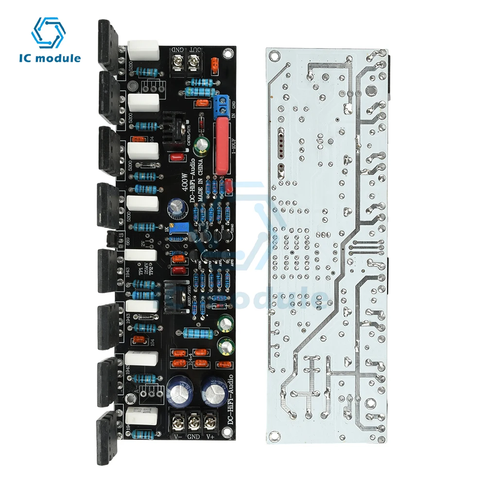 

DC 20V-90V Upgraded 400W Single Channel Power Amplifier 1943+5200 Transistor High Power Audio Amp Module