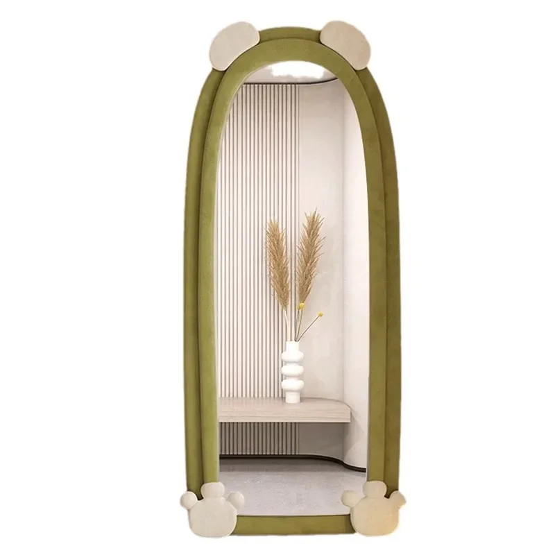 

full-body mirror cream wind, full-length mirror bracket entrance, living room clothing mirror attached to the wall