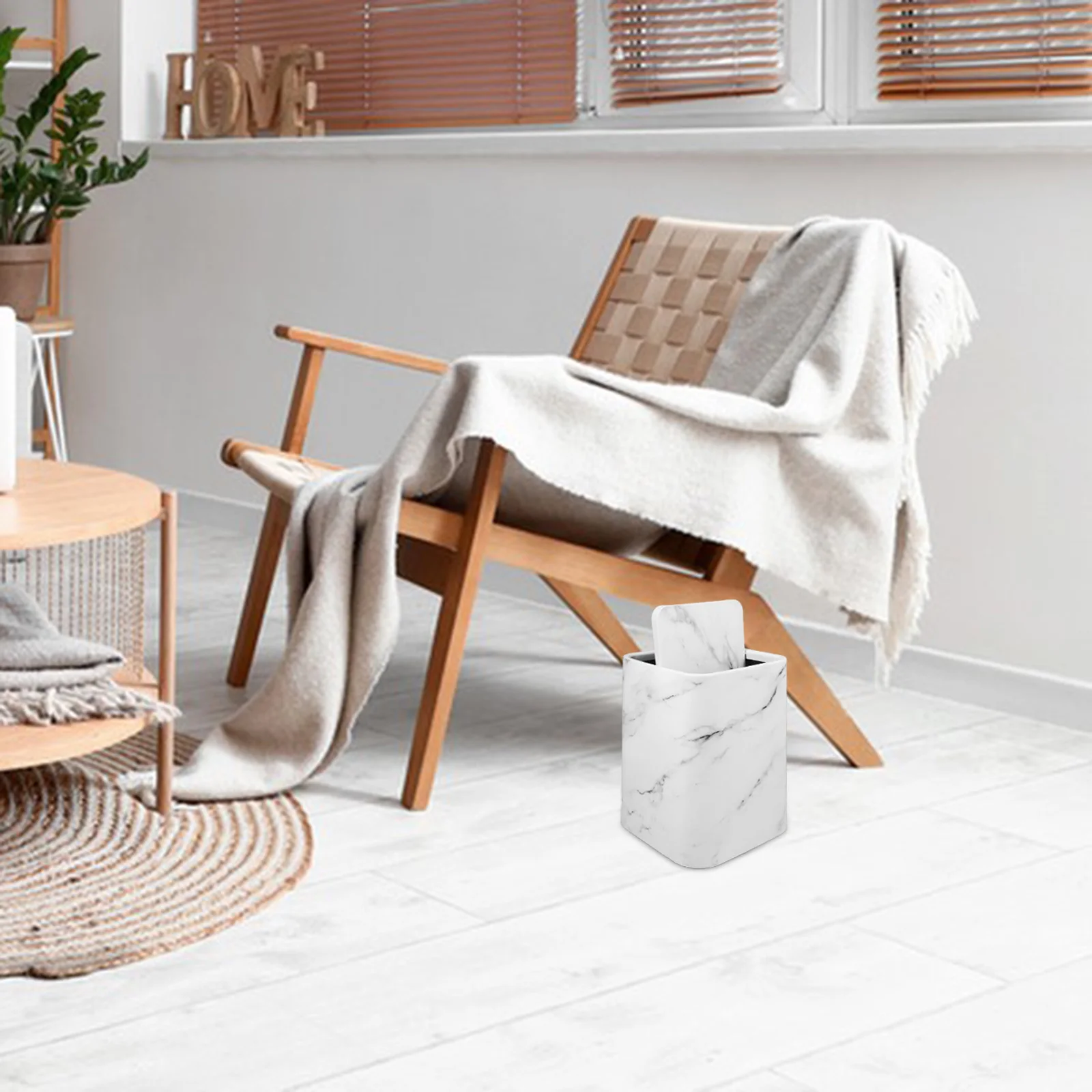 

Marbled Trash Can High Capacity Waste Baskets for Bathroom Kitchen Living Room Office Hotel Garbage Container Stylish