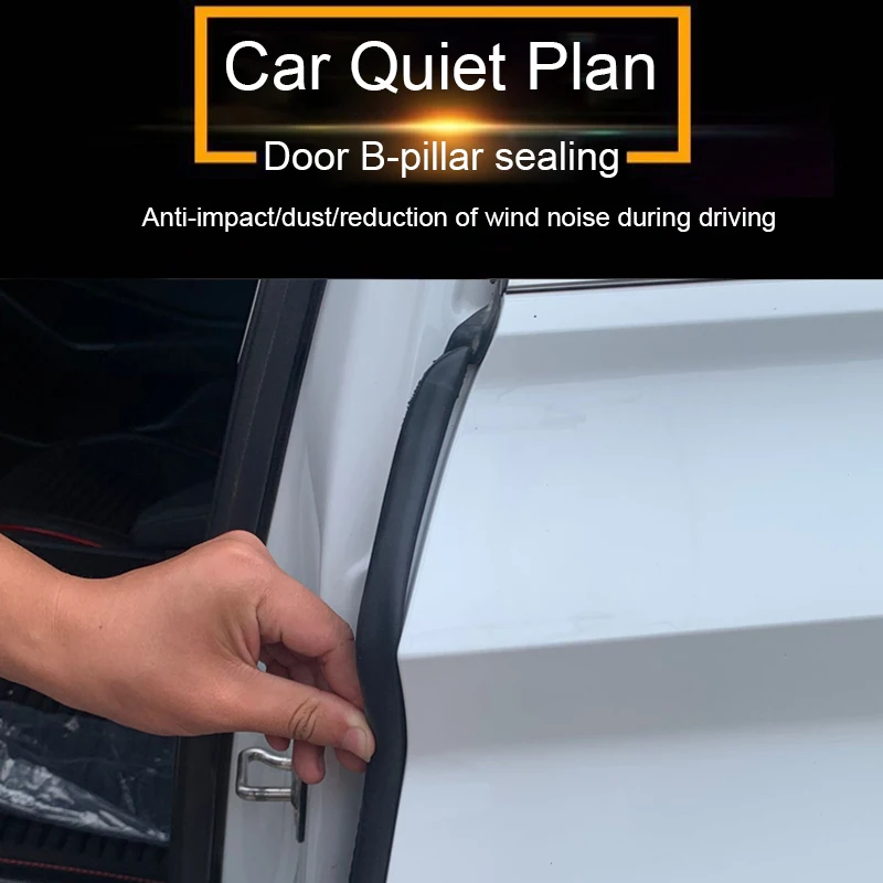 Car Door Seal Strip B Pillar Rubber Seal Waterproof Car Door Edge Protector Weatherstrip Noise Insulation Sealant Car Protection