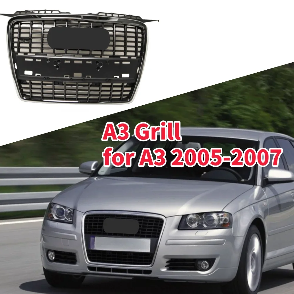 Racing Grills Front Hood Grille Car Front Bumper Grill Center Grille for A3/RS3 Grill for  A3 2005-2007（not for Sline）