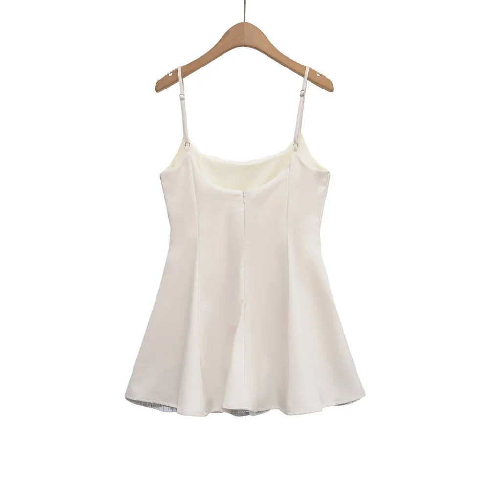 Abito estivo a canotta larga snellente a trapezio con vita di nicchia singola europea e americana