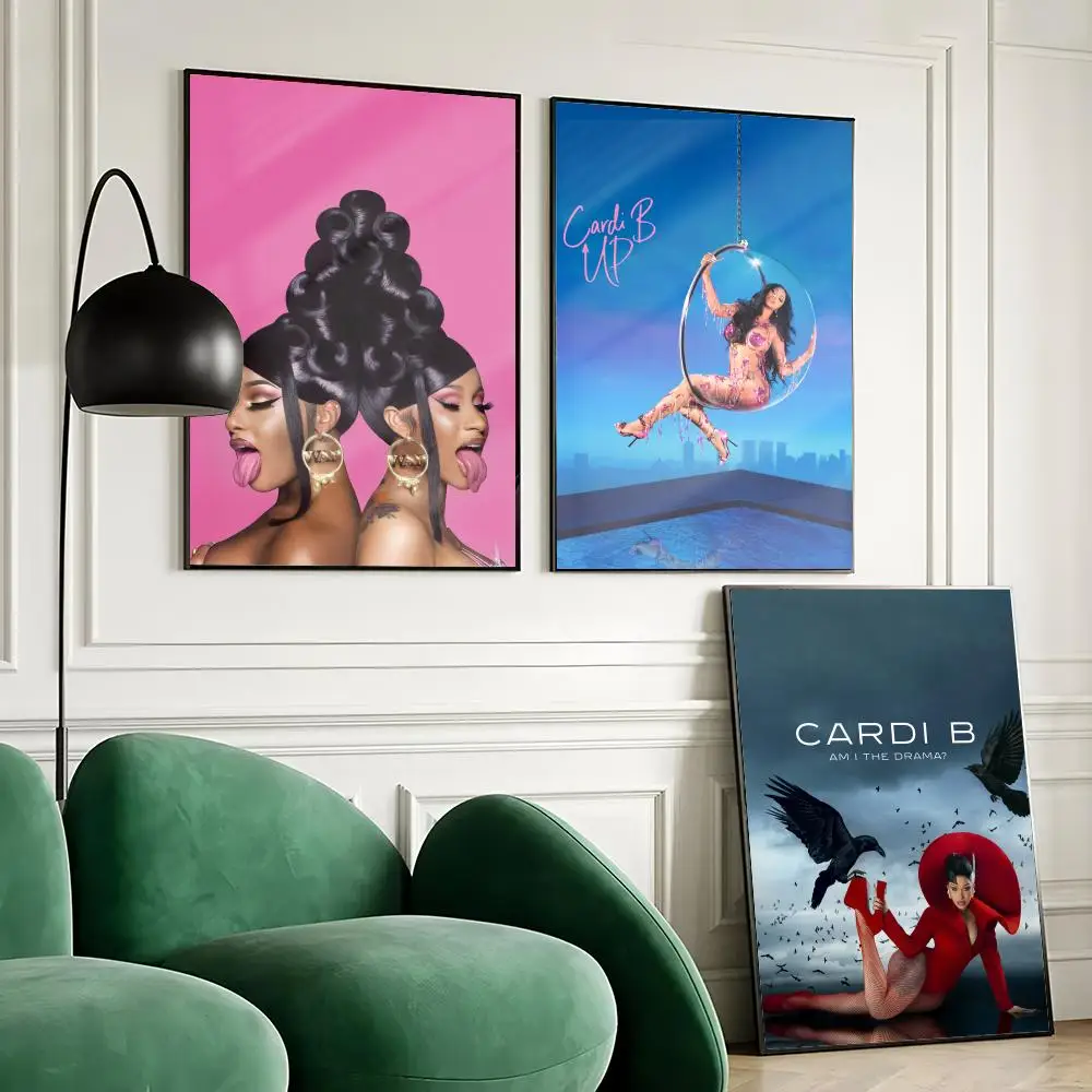 

Singer C-Cardi B Poster Waterproof Wall Art Sticker for Home Bar Decoration, Self-Adhesive Room Wall Decor Mural