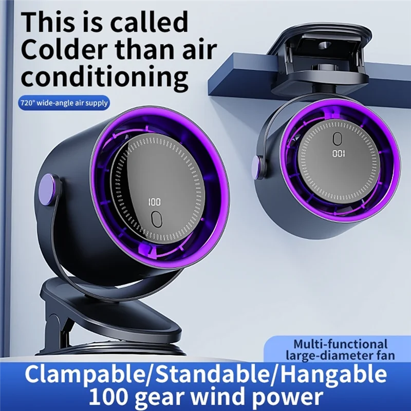 B51C مروحة تعميم 3 في 1 مع مشبك 100 سرعة قابلة للتعديل مروحة طاولة صغيرة مروحة شخصية مع مشبك للمكتب في الهواء الطلق أ