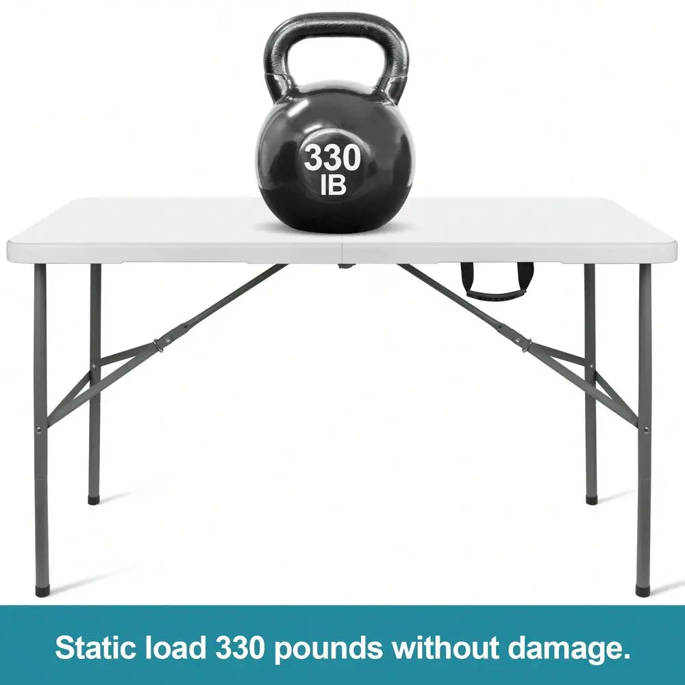 

Ft Portable Folding Table, Idustrial HeavyDuty Foldable Table, HDPE Plastic Table, With Carrying Handle, Locks, Stright Legs Fo