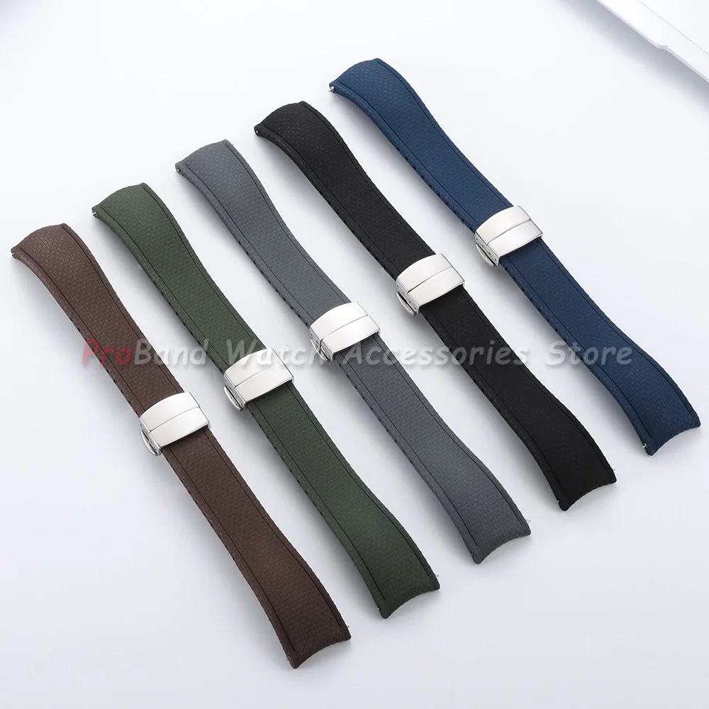 18/19/20/21/22mm Fluoro Rubber Watch Straps Men Women Universal Curved End FKM Watchband for Longines for Seiko for Rolex Band