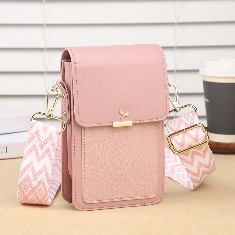 Fashion Women Flap Crossbody Bags Simple Solid Color Leather Shoulder Bags Female Cell Phone Small Square Bags Ladies Handbags