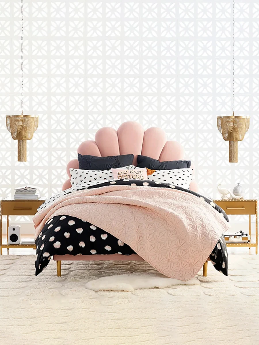 American Light Luxury Upholstered Children's Petal Daybed Shell Princess Bed Nordic Modern Simple Bedroom Girl Single Bed