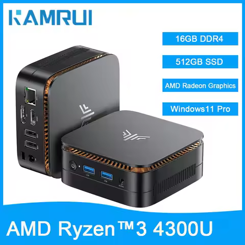 KAMRUI AMD Ryzen 3 4300U Mini PC 16GB DDR4 512GB M.2 SSD Mini Computer WIFI 2.4+5G BT4.2 Triple 4K@60Hz Display UHD for Office
