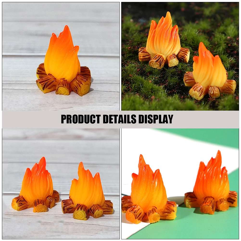 

10pcs Bonfire Ornaments Mini Figurine Decorations Orange Fire Logs Resin Fake Campfire Model Small Campfire Toy Gardening
