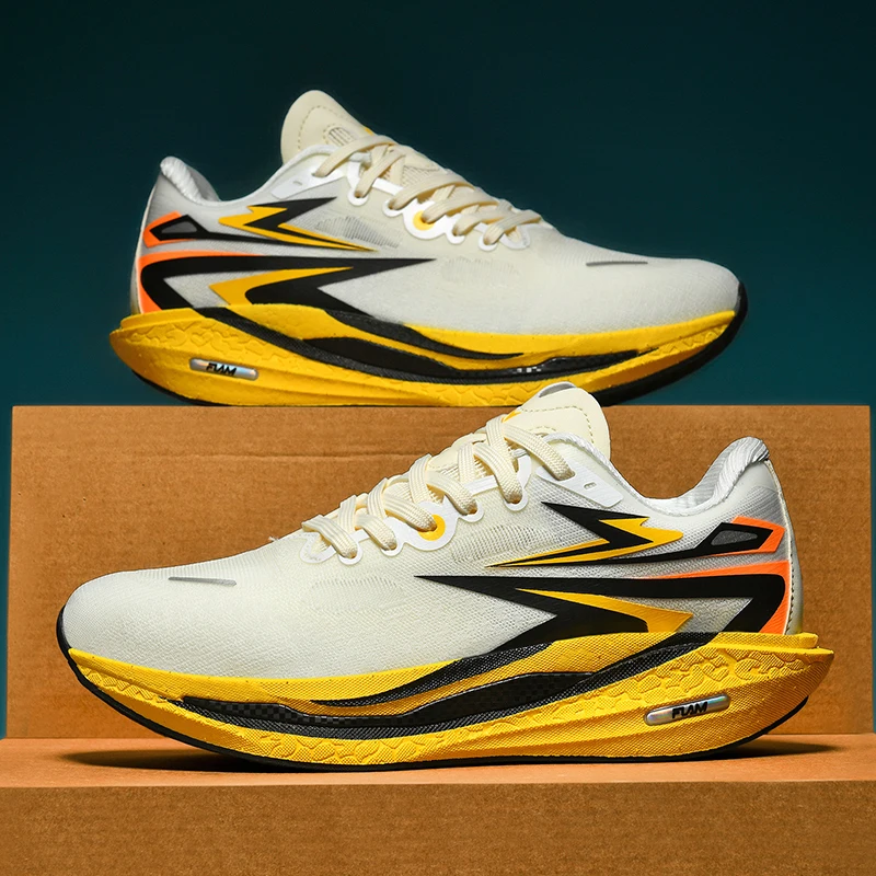 

Racing running shoes with carbon plate for cushioning, rebound, breathable mesh, trendy appearance, men's casual sports shoes